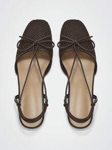 Maija Women's Fashion Round Toe Lace-Up Closed Toe Slingback Flats Fall Shoes - Coffee Brown - View 1