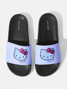HELLO KITTY AND FRIENDS | SHEIN 女款少女風可愛卡通拖鞋 - 淺藍色 - 查看 3