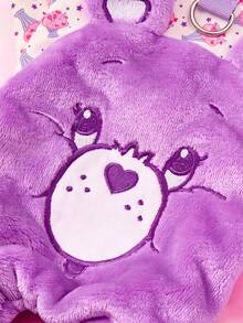Care Bears X PETSIN 1件刺繡紫色心形泰迪熊秋冬款加厚保暖四腳連身衣，附牽引D型環，適用於貓狗，適合室內舒適保暖或寒冷冬季戶外散步 - 紫色 - 查看 5