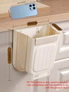 Foldable Hanging Trash Can For Cabinet Door Wall Mount, Multi-Function Waste Bin & Garbage Bag Rack For Kitchen Bathroom Bedroom Car Household Use - Multicolor - View 3