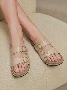 Solecia Women Shoes Spring Summer Fashion Khaki Comfort Flat Bottom Boken Beach Sandals - Khaki - View 7