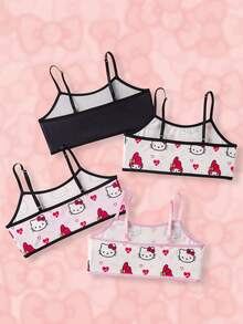 HELLO KITTY AND FRIENDS | SHEIN قميص كاجوال يومي مطبوع برسوم كرتونية للفتيات المراهقات - الأسود - مشاهدة 2
