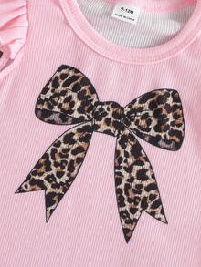 SHEIN Playful Pals 8件套 | 嬰兒女童 0-3歲 春/夏新款休閒日常穿搭，極簡純色不對稱羅紋針織短袖背心 + 短褲組合 - 棕色 - 查看 4