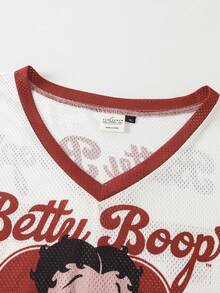 Betty Boop x SHEIN Plus Size Cartoon Print T-Shirt - White - View 3