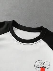 ROMWE MEN Goth Men's Letter & Cross Print Casual Long Sleeve T-Shirt For Daily Wear - White - View 5