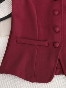 Firerie Kids Firerie Kids Young Girls Casual Daily Fashion Commute Red Vest & Pants 2 Pieces Set - Burgundy - View 4