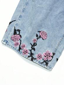 Manfinity EMRG Quần short denim nam phong cách đường phố thường ngày cao cấp thêu họa tiết wash - Rửa nhẹ - Xem 6
