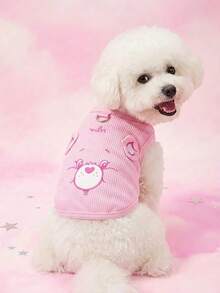 Care Bears X PETSIN 1pc Love Bear Embroidered Pet Pullover Vest, Cute Cartoon Pattern, Soft & Breathable Polyester, Anti-Flea, Less Shedding, Heat-Resistant, Super Comfy For Cats & Dogs, Purrfect For Indoor & Outdoor Fun Days - Multicolor - View 9