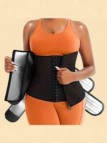 Adjustable Body Shaper For Women With 3 Layers, Designed To Enhance Sweating And Trim The Waist, Featuring A Silver Sauna Effect And Functioning As A Corset Waist Trainer. - Multicolor - View 4