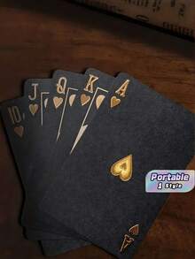1組防水柔軟撲克牌附盒，酷炫設計，適合派對、遊戲、送禮與慶祝，黑色牌，送禮>黑色，撲克牌 - 黑色 - 查看 1
