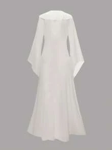 Sirith Women's Solid Color Long Sleeve Drawstring Hem Cover Up - White - View 8