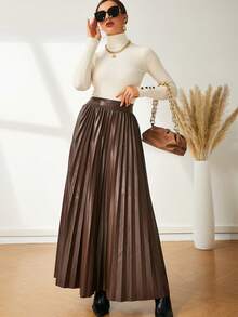 NOVVYNE Turtleneck Buttoned Cuff Jumper - Apricot - View 6