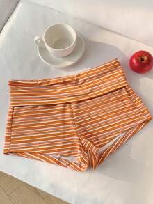 Comfortcana Women's Striped Colorblock Casual Versatile Daily Shorts - Yellow - View 1