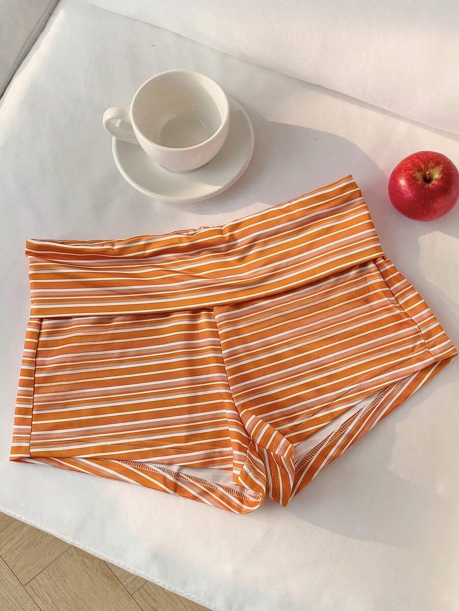 Comfortcana Women's Striped Colorblock Casual Versatile Daily Shorts - Yellow - View 1