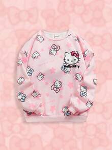 HELLO KITTY AND FRIENDS | SHEIN Tween Girl 粉色卡通印花可爱休闲圆领运动衫 - 彩色 - 查看 1