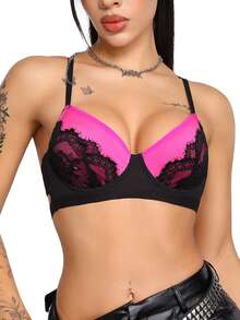 AltBold Women's Lace Patchwork Sexy Daily Adjustable Strap Bra - Multicolor - View 3