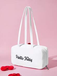 HELLO KITTY AND FRIENDS | SHEIN Tas Bahu Poliester Motif Kucing Lucu dengan Dekorasi Pita 3D, Tas Jinjing Ringan & Luas dengan Resleting untuk Bepergian, Perjalanan & Penggunaan Kasual Sehari-hari - Busur merah - View 6