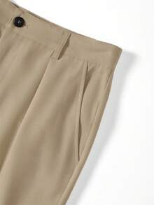 Manfinity Mode Plus Size Men's Casual Versatile Solid Color Long Pants - Khaki - View 4
