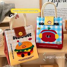 1 buah Tas Bekal Kawaii Kotak Bekal Lucu untuk Wanita Tas Bekal yang Dapat Digunakan Kembali Tas Tangan Tas Pendingin untuk Piknik dan Kerja - MultiWarna - View 5