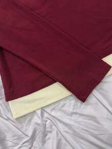 IslaSuriya Women's V-Neck 2 In 1 Long Sleeve Top - Burgundy - View 4
