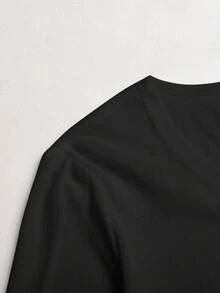 SHEIN 青少年女孩秋季新款白色針織半透薄款開襟衫 - 黑色 - 查看 4