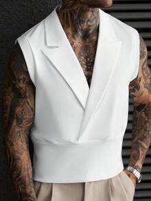 Manfinity Homme Men's Plus Size Summer Casual Solid Color Tank Top - White - View 4