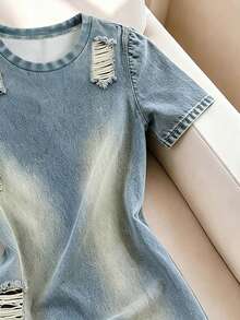 Franclia 2026 Spring/Autumn/Winter Women's Casual Fashion Basic Blue Round Neck Long Sleeve Slim Fit Mini Dress, Suitable For Autumn/Winter Outings - Blue - View 5
