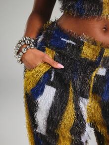 NYA SZN Cera Pant Short Capri Length Textured Abstract Print Block ...
