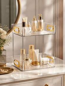 Desktop Cosmetic Storage Box, Skincare Organizer, Bathroom Counter Storage Rack, Luxury Home Floor Storage Shelf For Vanity - multicolor - View 8
