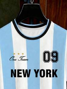 Manfinity Gritte Field Men's Letter Stripe Short Sleeve Soccer Jersey T-Shirt - Multicolor - View 3