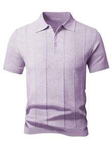 Claim Dot Men's Solid Color Casual Versatile Daily Wear Knit Top - Purple - View 7