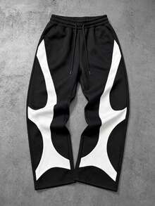 Sport MetroGents 男士拼色抽繩腰寬鬆休閒戶外長褲 - 黑色 - 查看 1