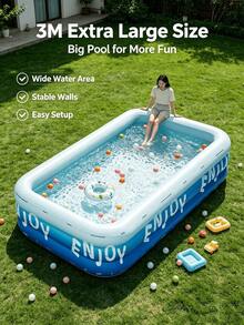 1pc Foldable Inflatable Swimming Pool, Portable Indoor/Outdoor Use No Electricity Required, 1-3/4 Person Capacity Double Layer Design, Holiday Party Music Festival, Inflatable Pool Float, Indoor/Outdoor - Antarctic Glacier Inflatable Swimming Pool - View 5