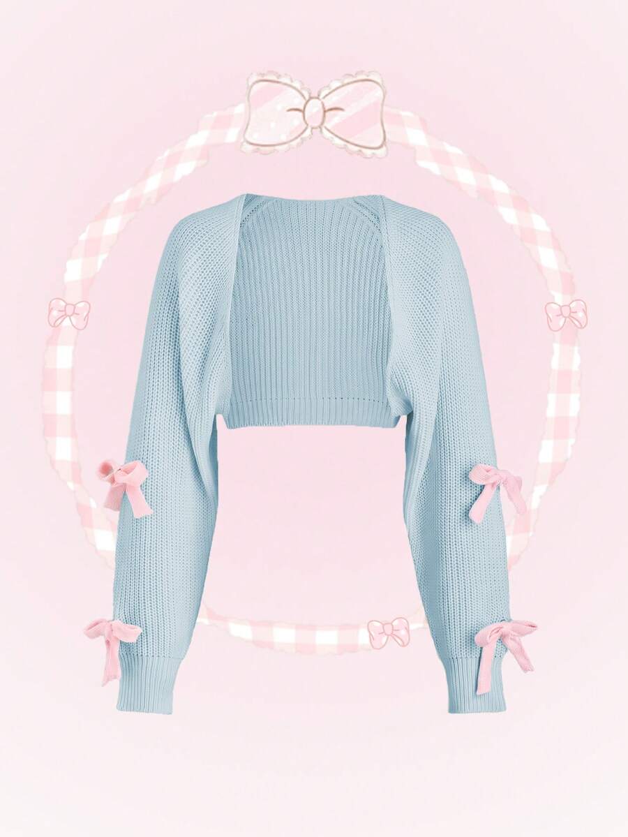SHEIN Unity 女款蝴蝶結裝飾長袖薄款針織開襟衫 - 彩色 - 查看 1