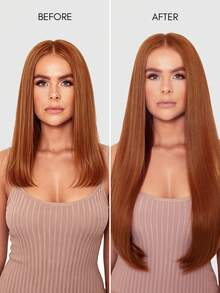 夾式真人髮片 單色 #33 褐紅色與金棕色 多種尺寸可選 雙層髮束 隱形無痕夾片 髮尾厚實健康 可加熱造型 可重複使用 適合全頭豐盈細髮女性 日常沙龍派對髮型 - S33 - 查看 3