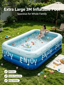 1pc Foldable Inflatable Swimming Pool, Portable Indoor/Outdoor Use No Electricity Required, 1-3/4 Person Capacity Double Layer Design, Holiday Party Music Festival, Inflatable Pool Float, Indoor/Outdoor - Antarctic Glacier Inflatable Swimming Pool - View 6