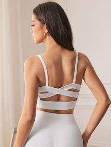 Eassivo Eassivo Women's Fashion Sports Tank Top T-Shirt Bra - White - View 1