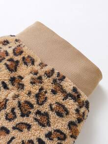 Cozy Pixies Baby Girl Leopard Print Hooded Fleece Winter Jacket & Belly-Covering Mid-Weight Long Pants Set - Camel - View 8