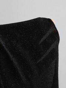 Sunnyshic Women's Summer Dress With Shimmering Draped Neckline, Halter Tie, Metal Starfish Buckle, High Slit, Elegant Sweet Sexy Party Date Romantic Vacation Beach Dress, Beach Outfit - Black - View 6