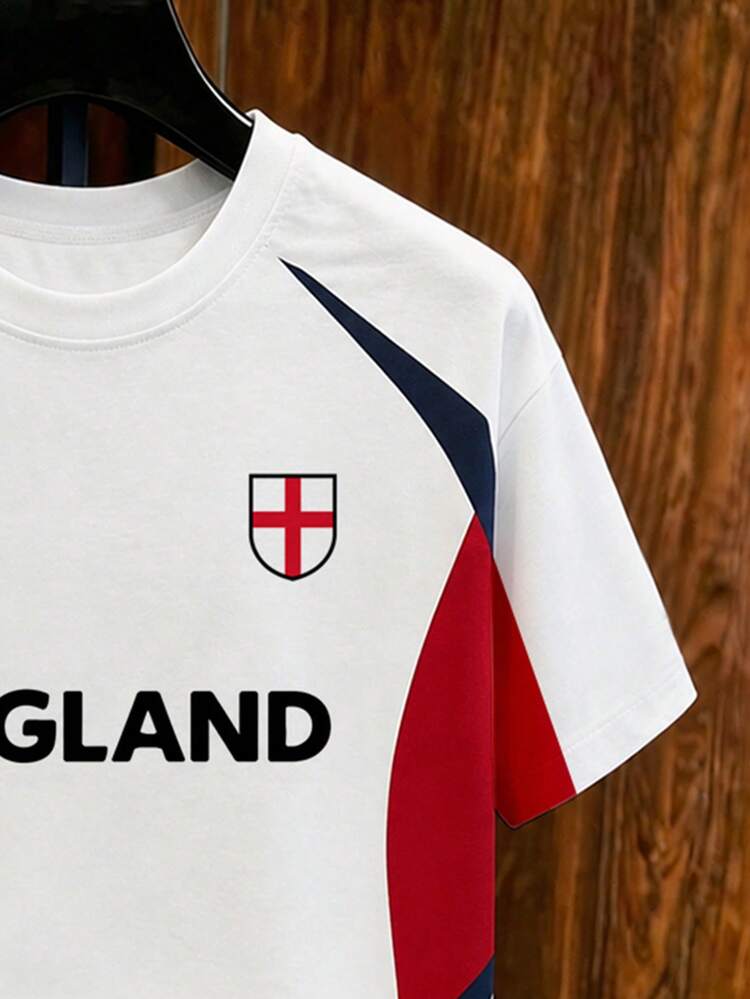 Manfinity Gritte Field Men's Letter Print Short Sleeve Football Jersey T-Shirt - Multicolor - View 5