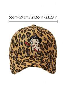 Betty Boop X Joivida 女款豹紋棒球帽，時尚百搭，適合日常穿著 - 深色 - 查看 6