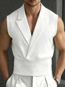 Manfinity Homme Men's Plus Size Summer Casual Solid Color Tank Top - White - View 1