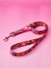 THE POWERPUFF GIRLS X PETSIN 1 Set X PETSIN Cartoon Pattern Pet Collar, Leash & Harness Set, Pink Yellow Dopamine Color Match, Soft Breathable Material, Adjustable Quick-Release, Great For Daily Walks, Travel, Training, A Fun Gift For Birthday Or Anniversary - Hot Pink - View 7