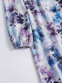 Al Najma Women's Elegant Commuter Floral Print Arabian Dress - Blue - View 5