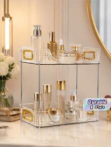Desktop Cosmetic Storage Box, Skincare Organizer, Bathroom Counter Storage Rack, Luxury Home Floor Storage Shelf For Vanity - multicolor - View 1