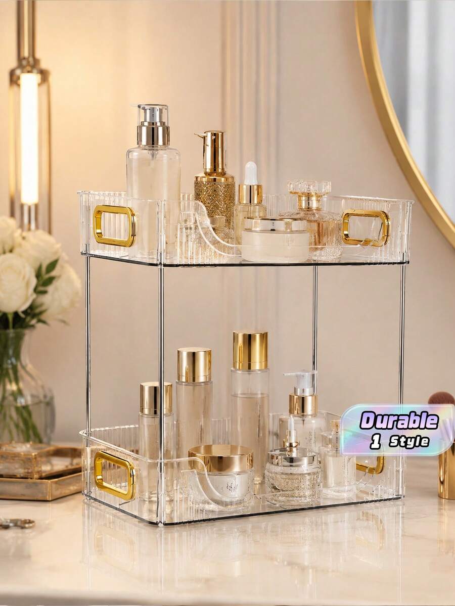 Desktop Cosmetic Storage Box, Skincare Organizer, Bathroom Counter Storage Rack, Luxury Home Floor Storage Shelf For Vanity - multicolor - View 1