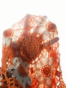 STEELVANCE Men's Breezy Elegant Crochet Handmade 3D Floral Cardigan For Daily Wear Holiday Beach Burnt Orange Summer Holiday / Vacation / Hawaii/ Beach/  Bathing - Orange - View 6