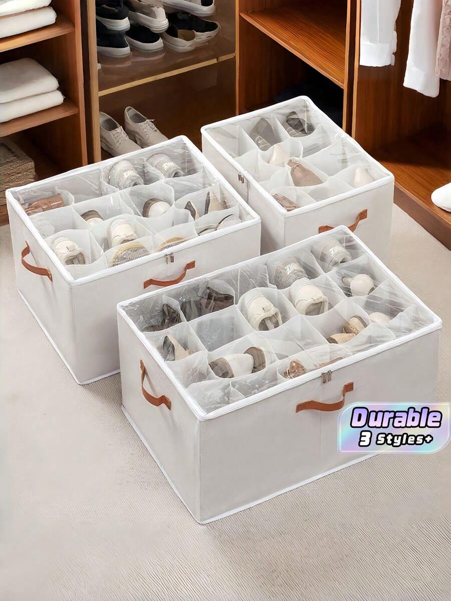 1件裝 12/16/20格布製內衣鞋子收納分隔盒,適用運動鞋、拖鞋,衣櫥臥室省空間收納盒 - 查看 1