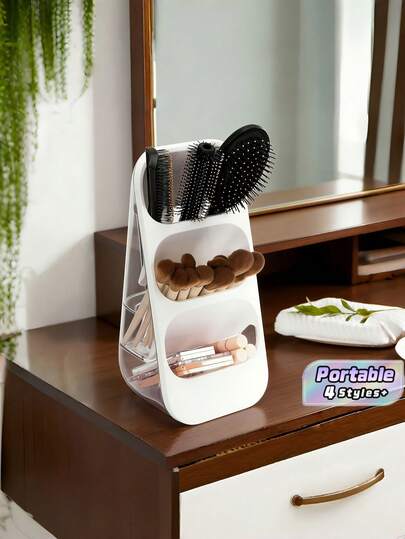 1PC Desktop Cosmetic Organizer, Large Capacity Makeup Brush Storage Holder, Countertop Makeup Storage Rack For Vanity Bathroom Bedroom Desk, Holds Skincare Products Makeup Brushes Eyebrow Pencils Lipsticks