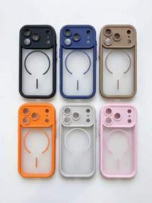 Translucent Matte Camera Protection Magnetic Wireless Charge Phone Case Compatible With IPhone 17 ProMax 17Pro 17Air 17 16 15 14 13 12 11 Pro Max Armor Plus Back Cover - bright orange - View 5